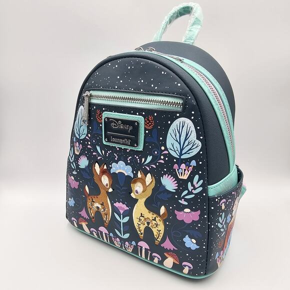 Loungefly Disney Bambi Folk Floral Green Mini Backpack Bag New - Picture 4 of 10